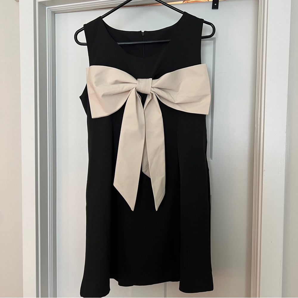 Black Dress with Large Cream Bow